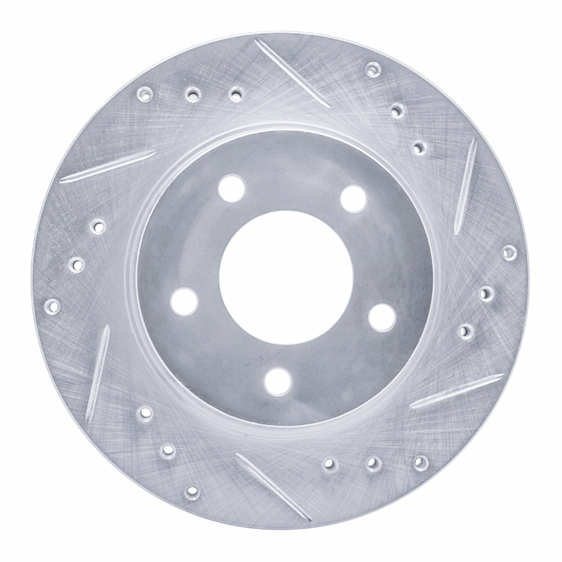 Chrysler LHS Brake Rotor (1) - Front Right - R1 Concepts - Drilled & Slotted - Silver - `98-`00